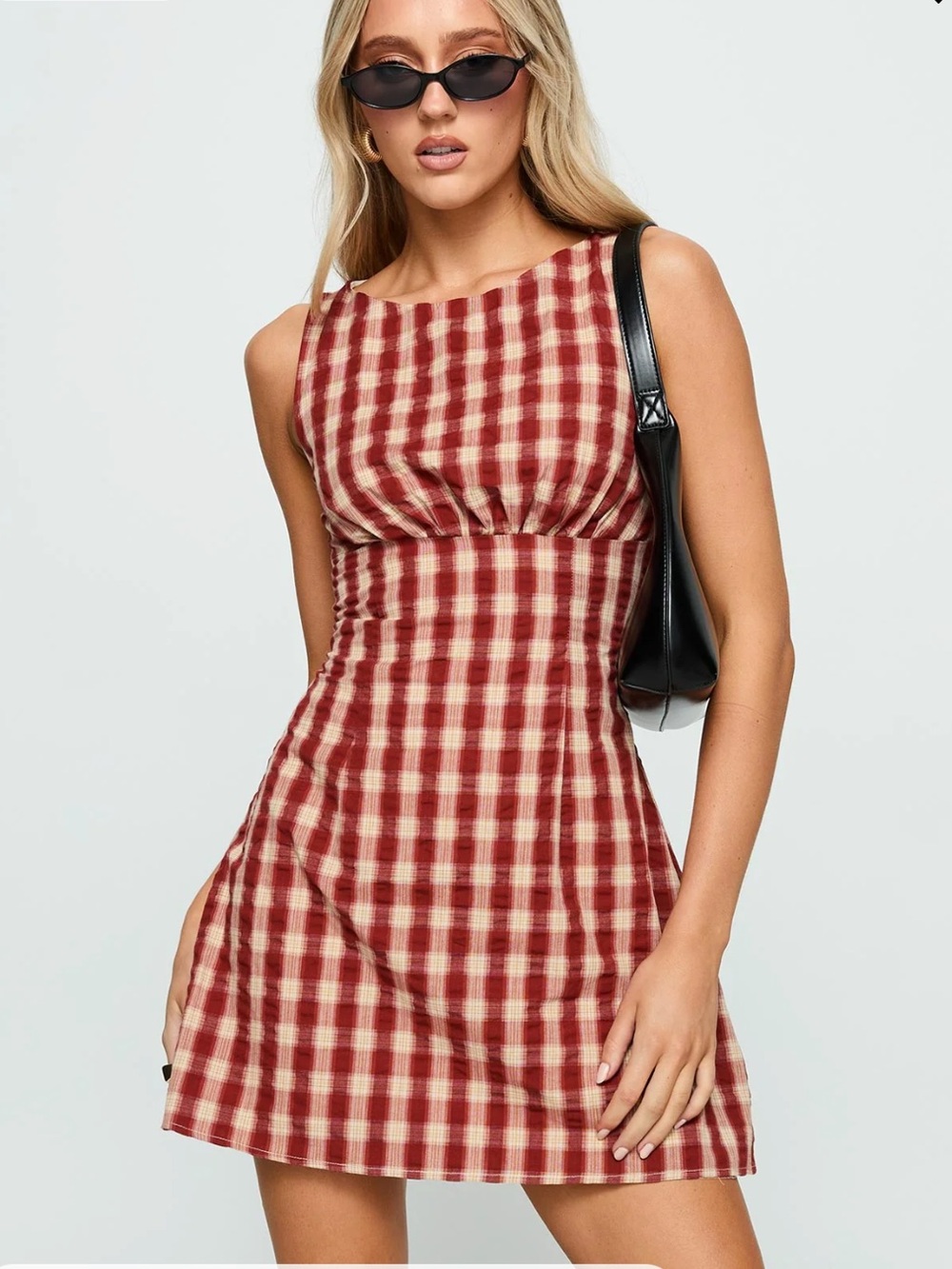 Princess Polly Red and Cream Gingham Mini Dress